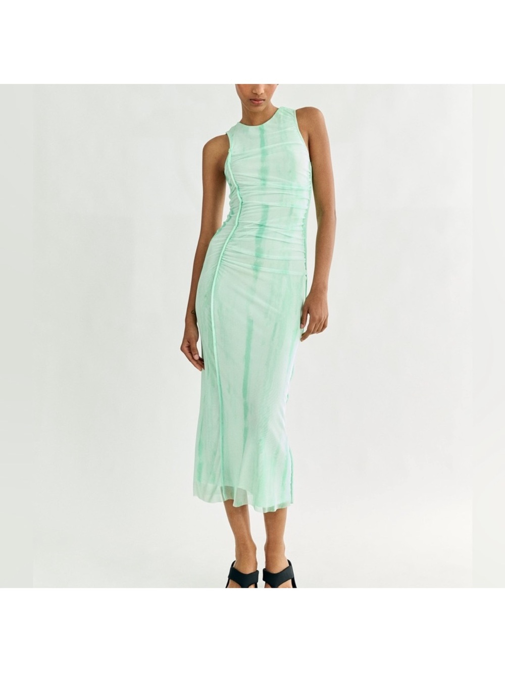 Zara Light Mint Green Sleeveless Midi Dress